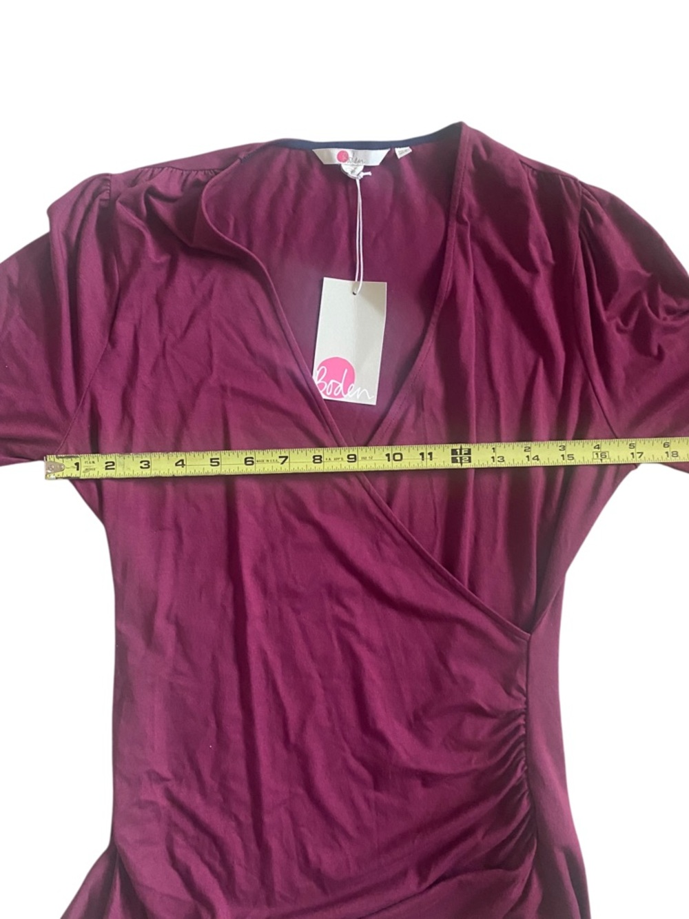 Boden Women’s Burgundy Wrap-Style Long Sleeve Top Size 8 - Picture 8 of 12